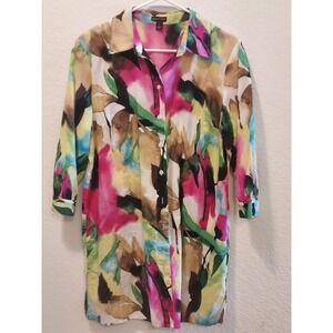 Dana Buchman Tunic, Size Large, Watercolor top or bathing suit cover up, summer